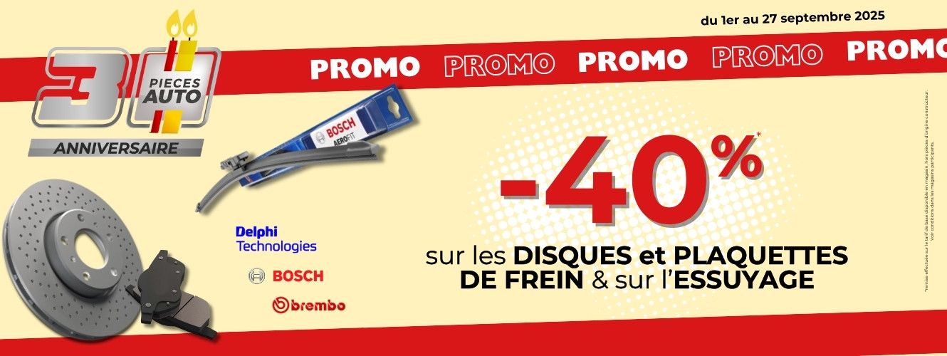 -40% sur vos freins et vos balais d'essuie-glaces